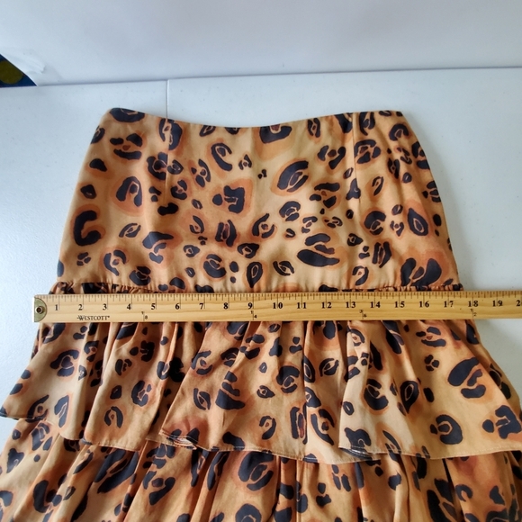 Mara Hoffman Marzia Tiered Maxi Skirt Size 2 Animal Print Ruffle Tan Brown Party - Picture 8 of 12